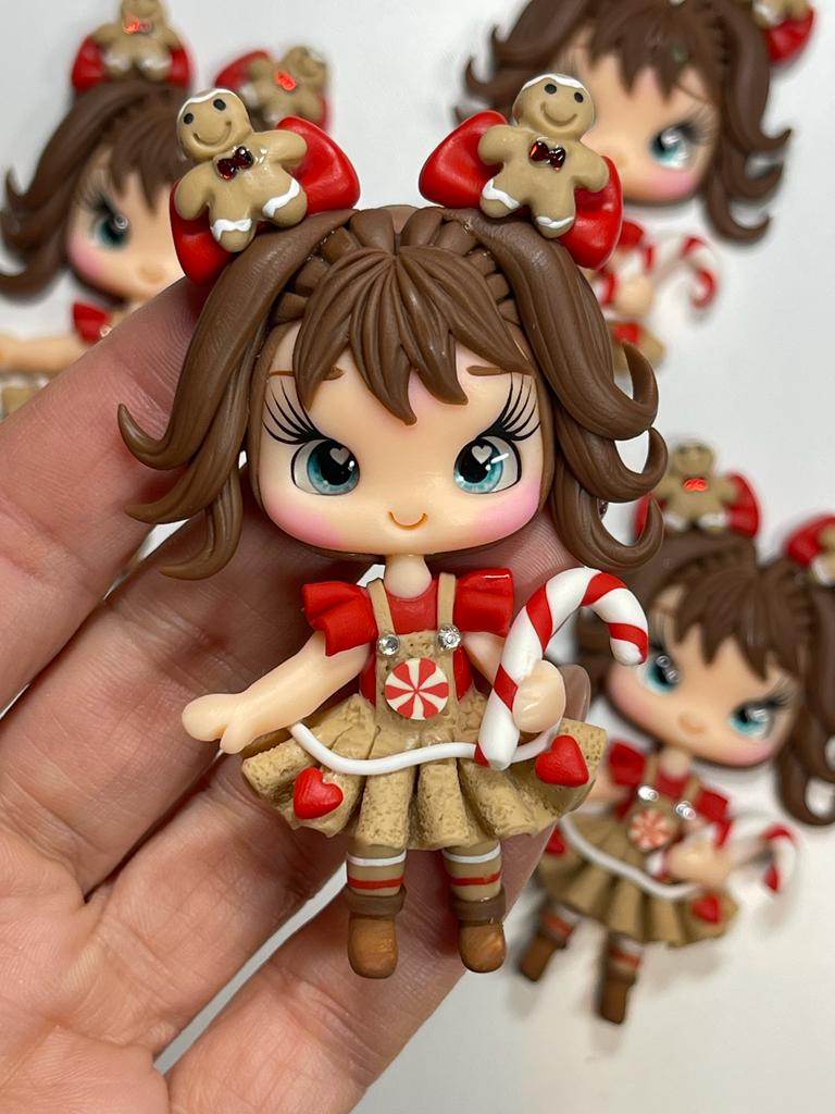 Gingerbread Girl Christmas Clay Figurine -Handmade