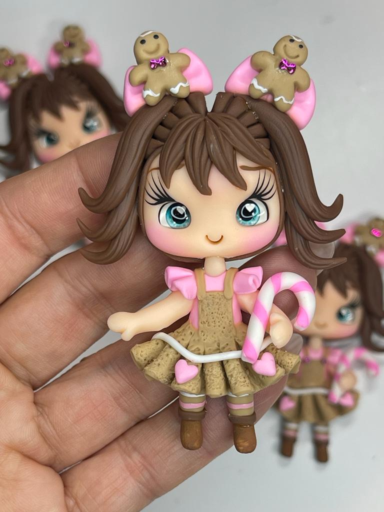 Gingerbread Girl Christmas Clay Figurine -Handmade