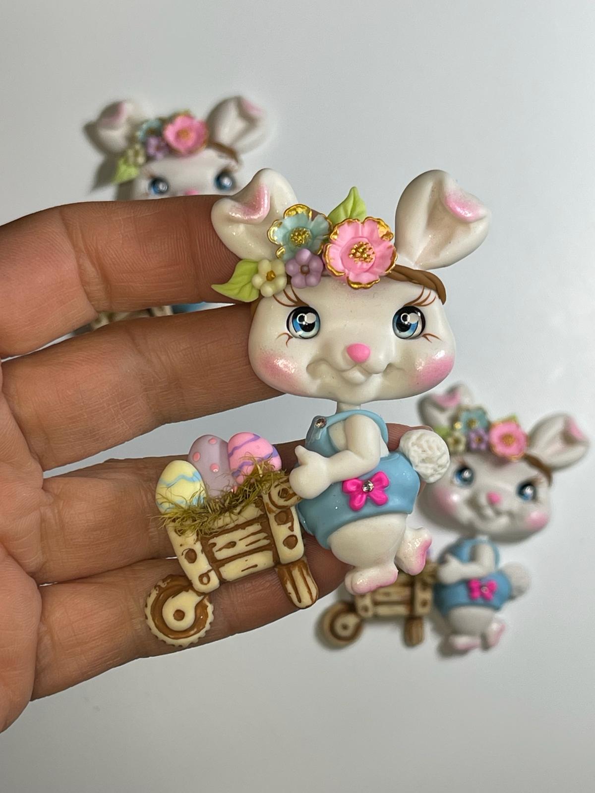 Bella The Easter Bunny Handmade Clay Figurine