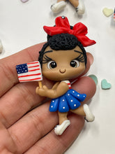 Load image into Gallery viewer, 4th of July Girls Clay Figurine, Flat Back Clay
