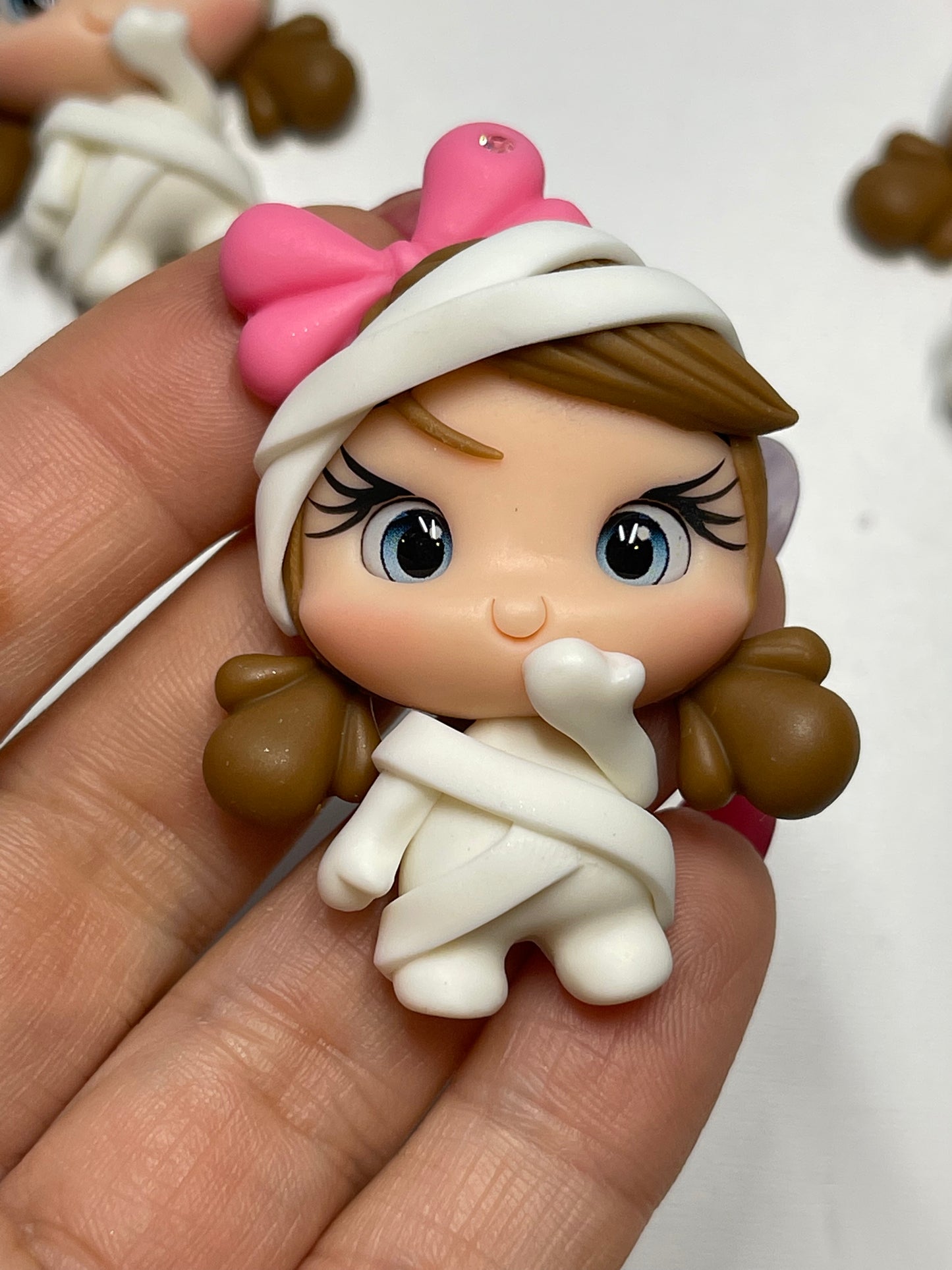 The Mummy Girl Halloween Clay Figurine - Handmade