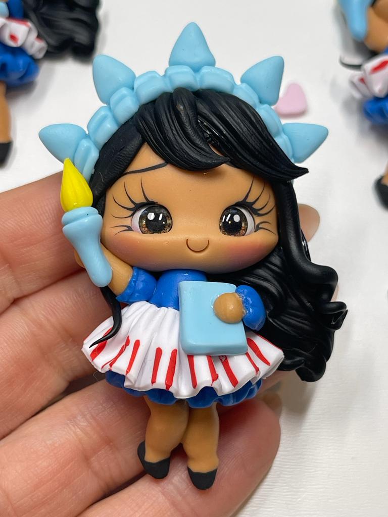 Independence Girl Clay Figurine, Handmade