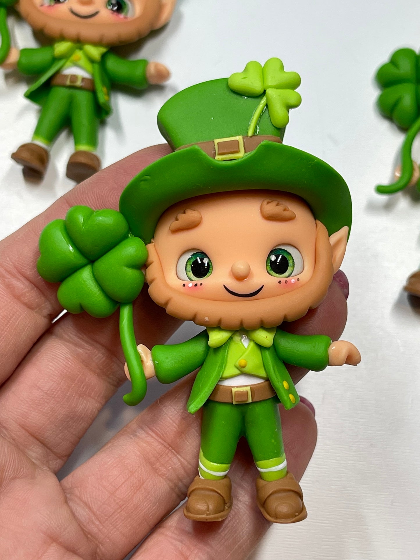 St. Patrick's Leprechaun Clay Figurine - Handmade Clay Figurine/ Cover Minder