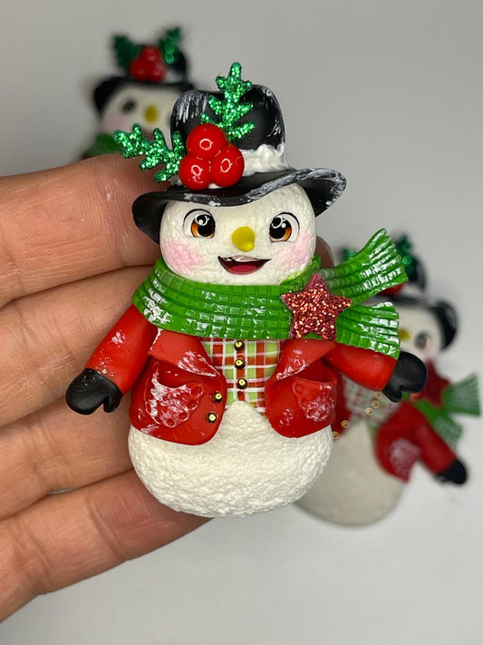 Marshmallow The Snowman Clay Figurine - Handmade