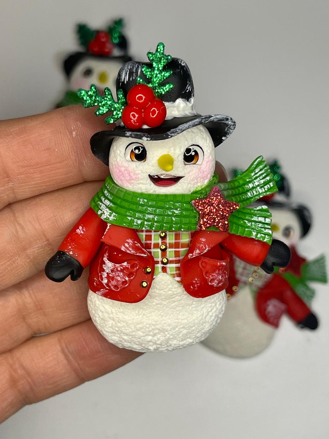 Marshmallow The Snowman Clay Figurine - Handmade