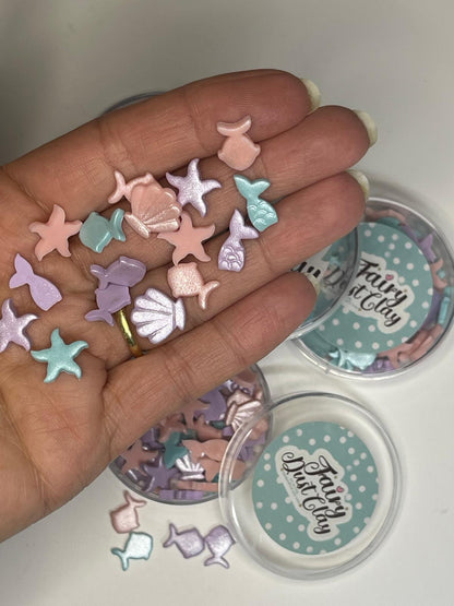 Mermaid Vibes Mix Colors and Shapes Clay Fake Sprinkles, Confetti, Scrapbooking