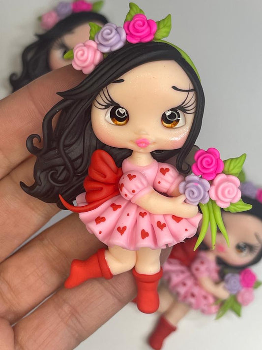 Chrissy Valentine's Girl Clay Figurine - Handmade
