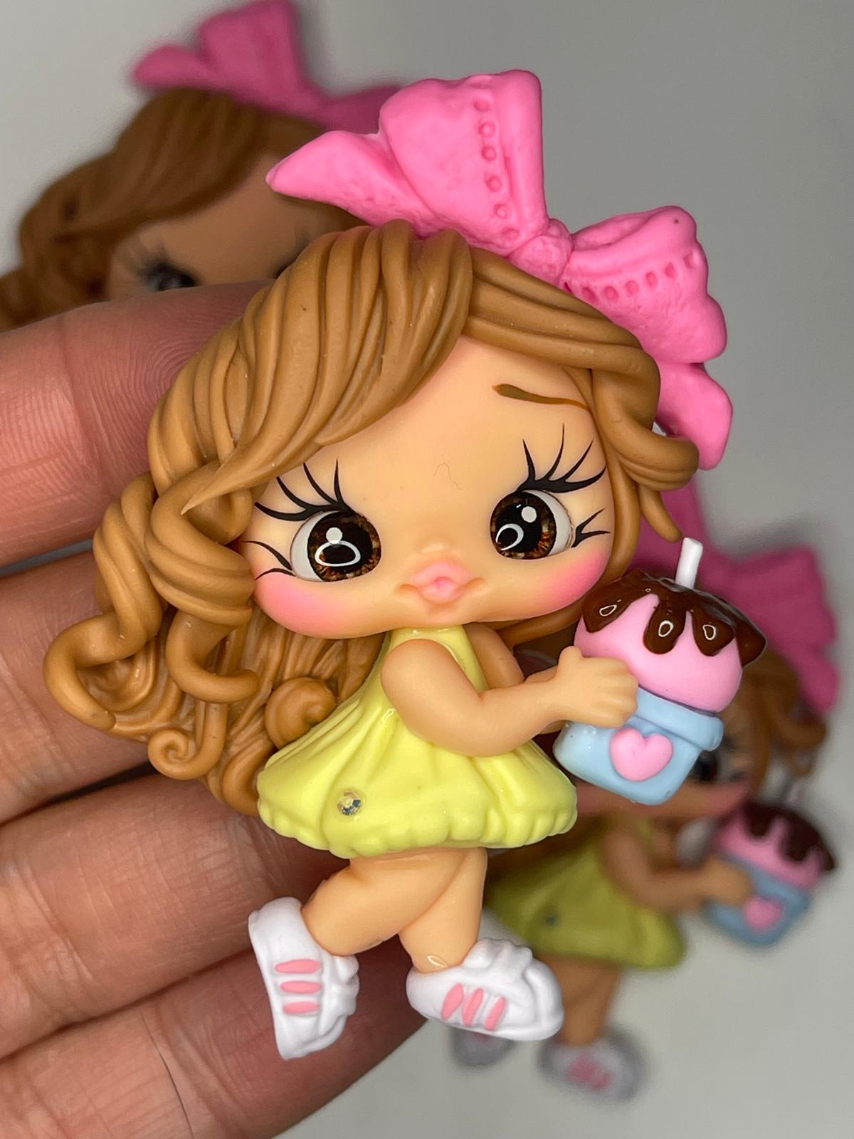 Birthday Cup Cake Girl - Handmade Clay Figurine