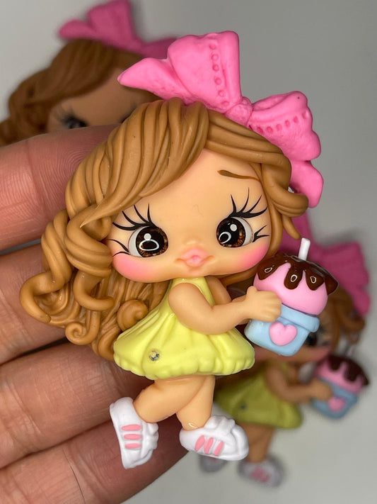 Birthday Cup Cake Girl - Handmade Clay Figurine