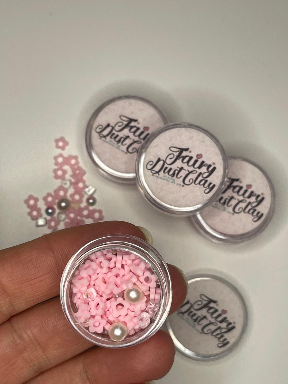 Pastel Pink Flower Polymer Clay Sprinkle Mix - Decoden/ Scrapbooking /Slime