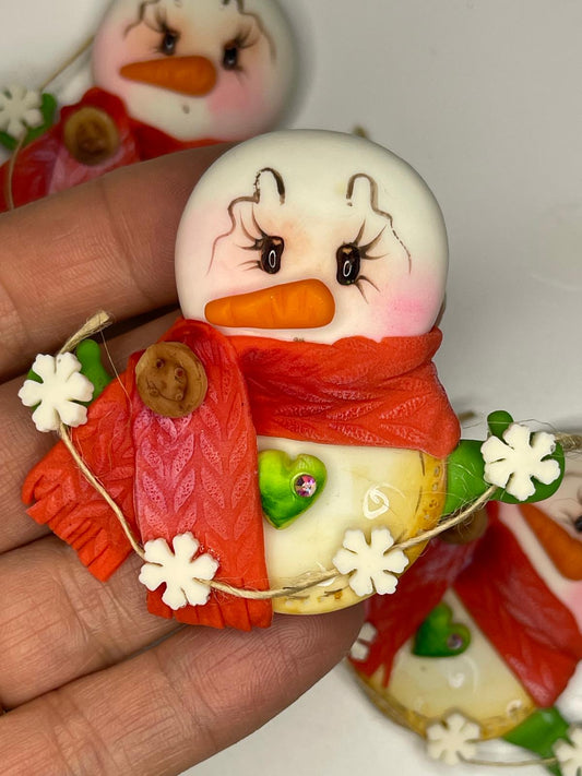 Snowball The Snowman Clay Figurine - Handmade