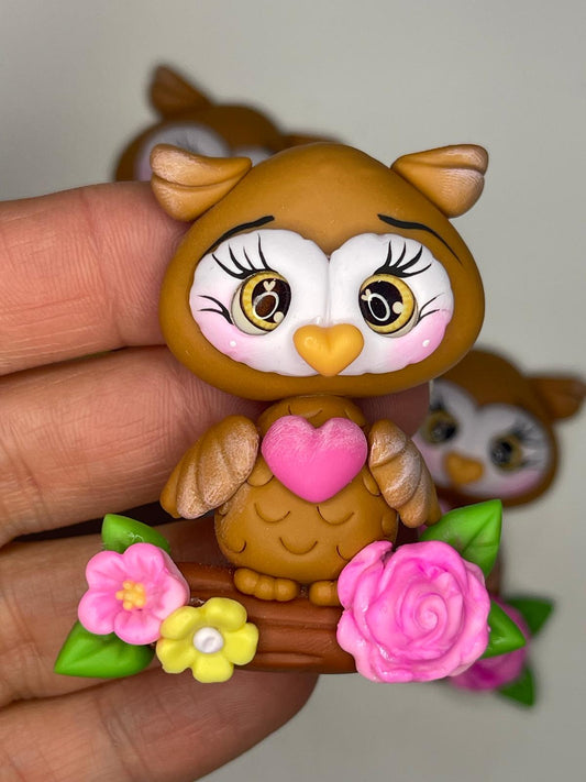 Tootsie The little Owl Clay Figurine - Handmade Clay