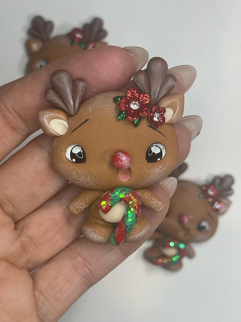 Jingle  The Christmas Reindeer Clay Figurine