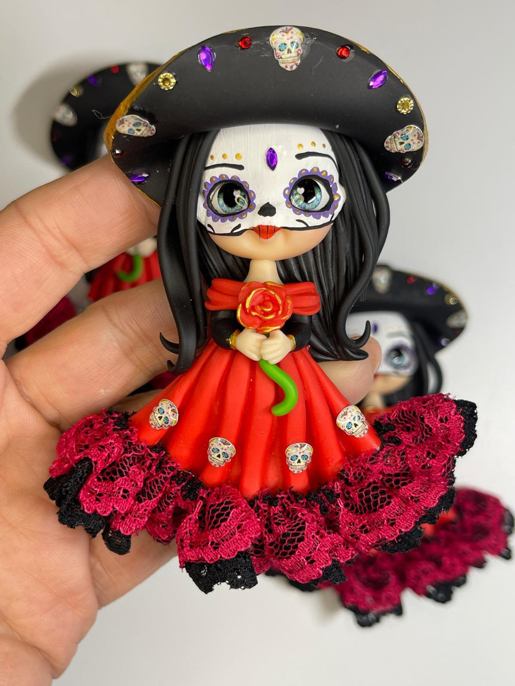 Rosa The Sugar Skull Clay Figurine