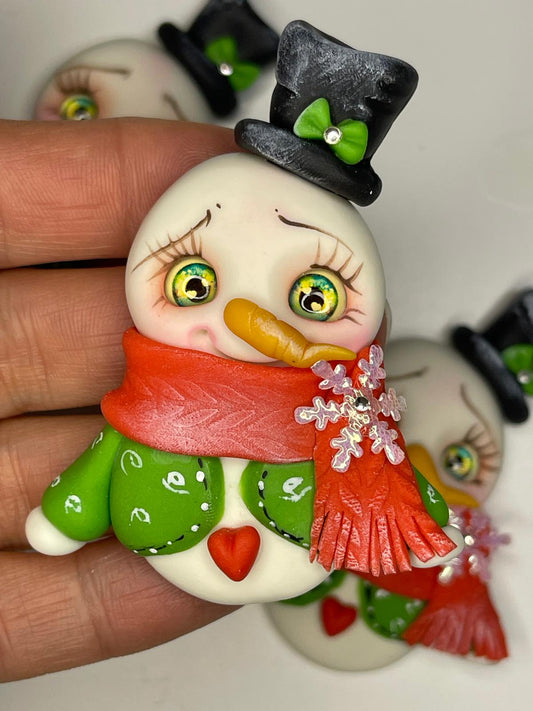 Snowflake The Snowman Clay Figurine - Handmade