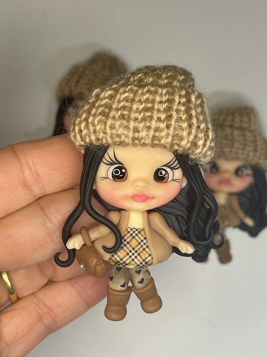 Lucy The Little Fashionista Clay Figurine - Handmade