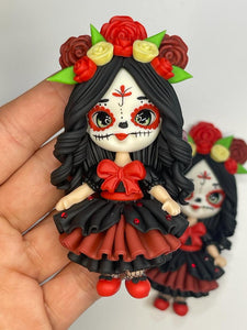 Manu The Sugar Skull Clay Figurine - Handmade