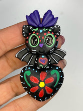 Load image into Gallery viewer, Sugar Skull Bat and Heart Handpainted - Limited Edition
