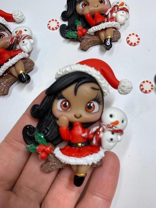 Laura The Christmas Girl Clay Figurine - Handmade
