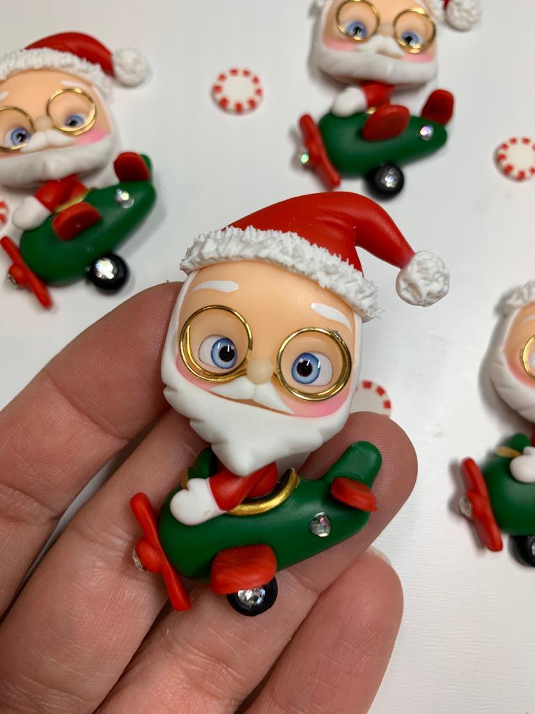 Jet Setter Santa Christmas Figurine - Handmade