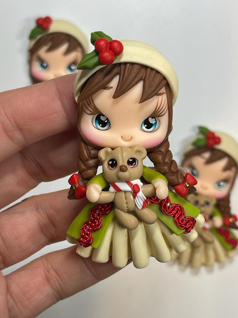 Christmas Caroler Clay Figurine - Handmade