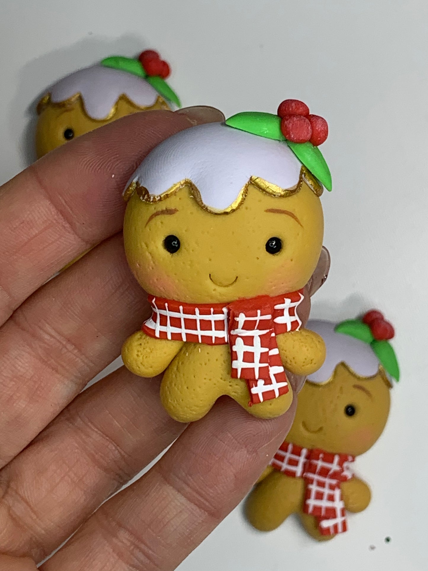 Baby Ginger the Gingerbread Cookie Christmas Clay Figurine - Handmade