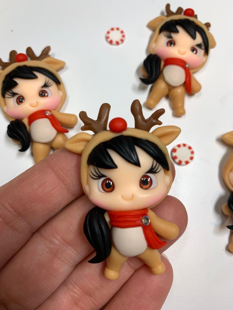 Christmas Dress Up Friends Clay Figurine - Handmade