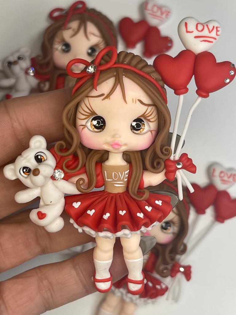 Kelly The Valentine's Girl Clay Figurine - Handmade