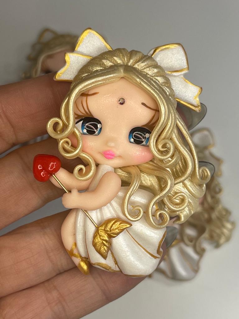 Angie The Valentine's Cupid Clay Figurine - handmade