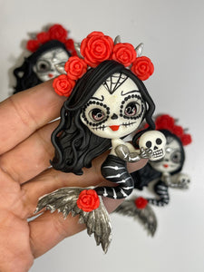 Valeria The Sugar Skull Mermaid Clay Figurine