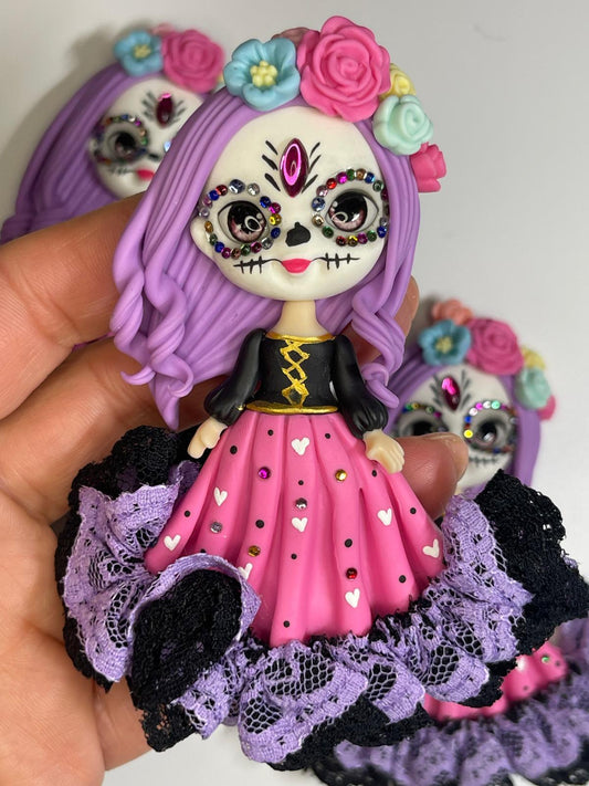 Martha The Sugar Skull Clay Figurine