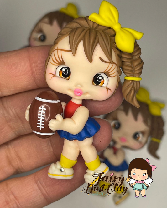 Football Girl Clay Figure - Handmade Clay /Crafts