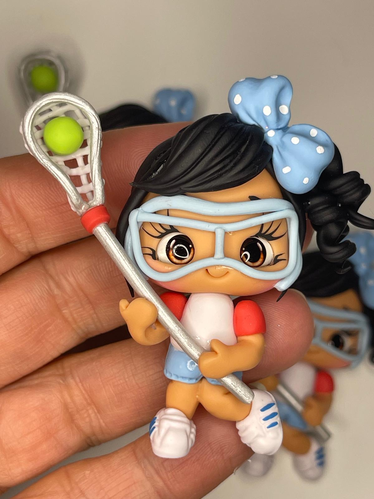 The Lacrosse Girl Player - Handmade Clay Figurine - Sports Collection