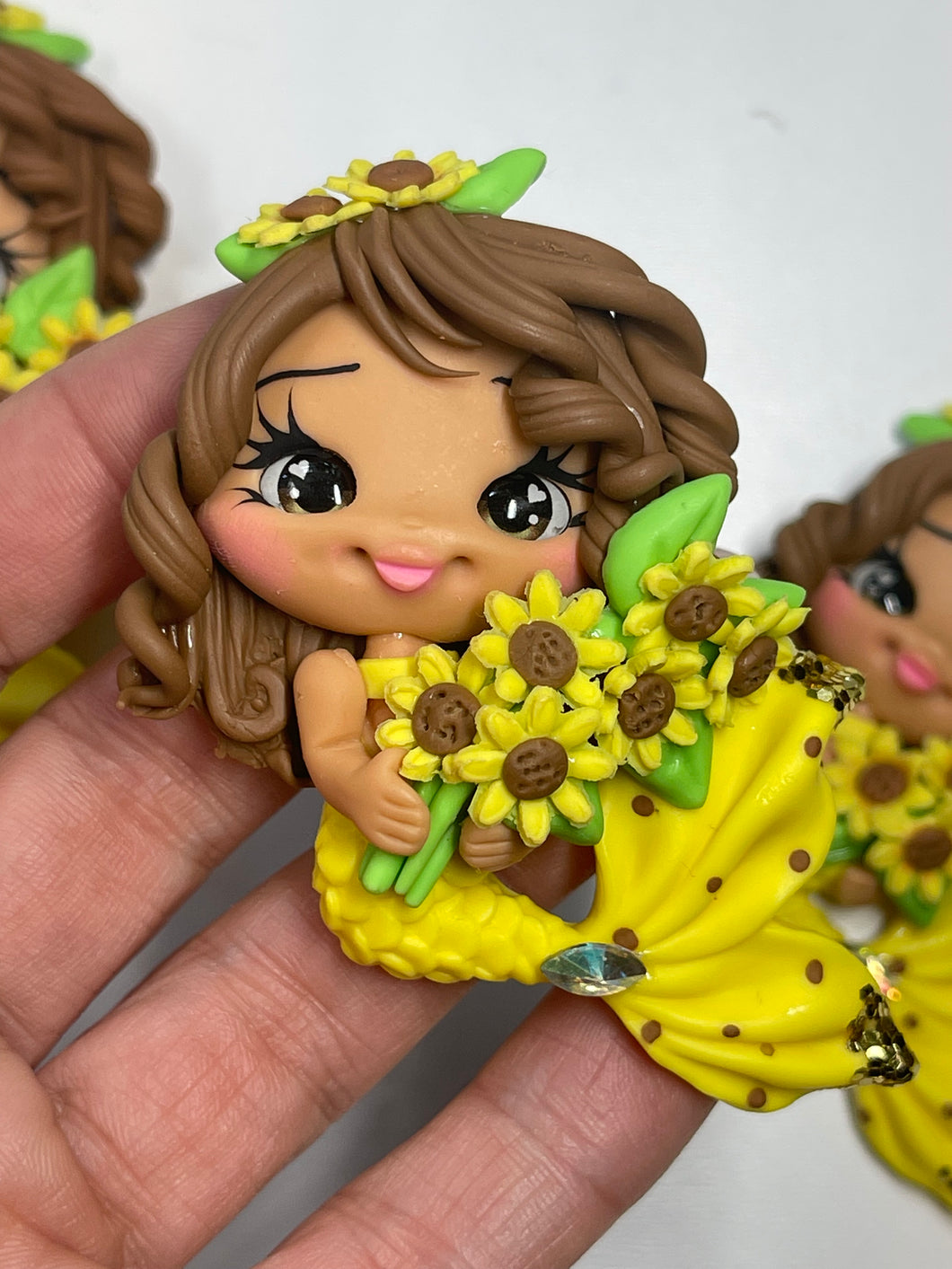 Isla The flower Mermaid Clay Figurine -Handmade