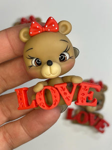 Love Bear Valentine's Cay Figurine - Handmade