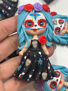 Rosa The Sugar Skull Clay Figurine, Handmade