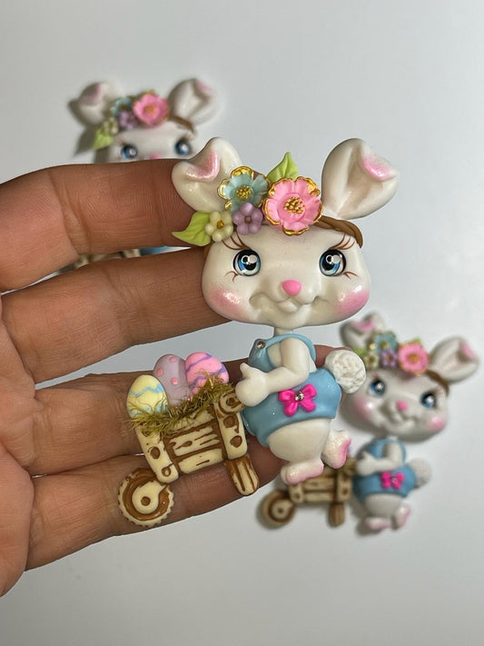 Bella The Easter Bunny Handmade Clay Figurine