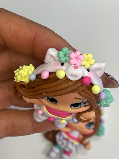 Lhama Girl Clay Figurine - Handmade