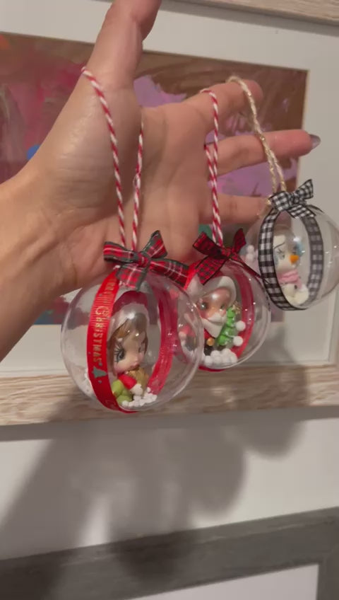 Handmade Clay Figurine Christmas Ornaments - Collectible