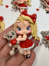 Load image into Gallery viewer, Amy  the Valentine’s Girl  Clay Embellishment - Flat Back Clay Figurine
