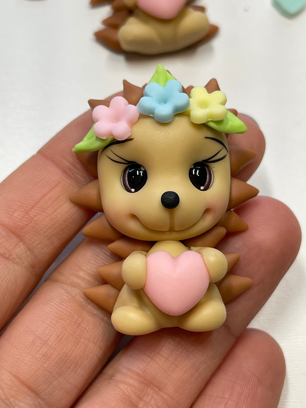 Bella The Spring Hedgehog Clay Embellishment