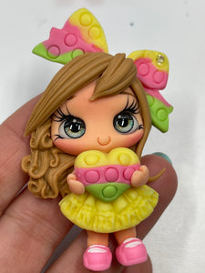 Emily Girl Clay Figurine, Flat Back Clay