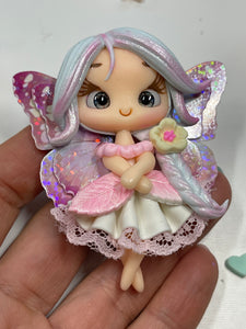 Joy The Blush Fairy Spring Clay Figurine, Flat Back Clay, Handmade