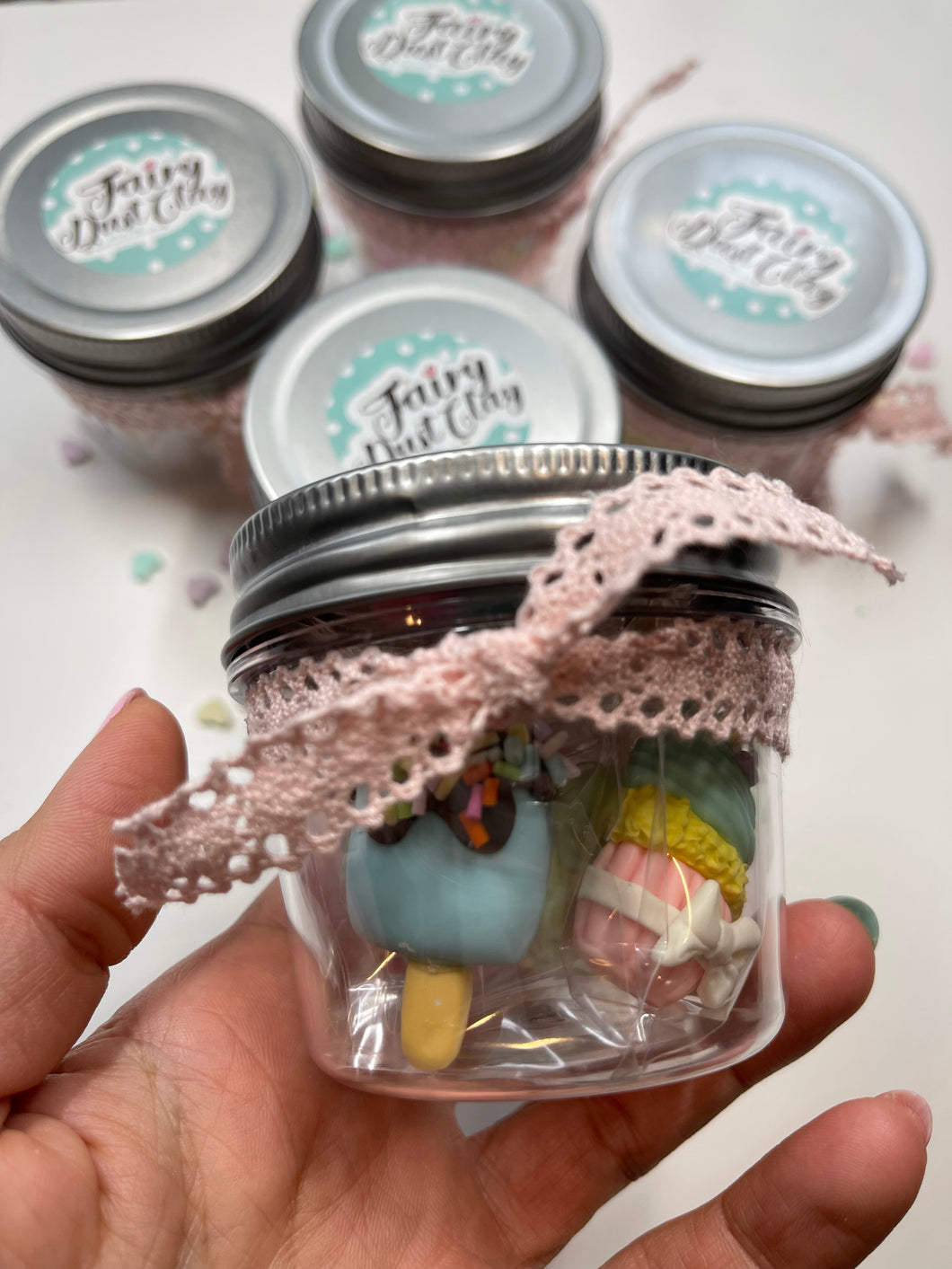 Sweet Treats Mason Jar Clay Figurine- Clay Bundle Jar