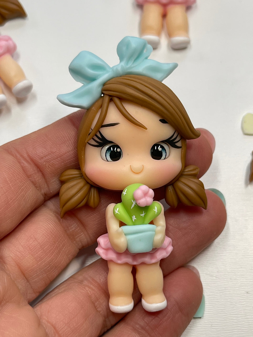 April The Cactus Lover Girl Clay Figurine