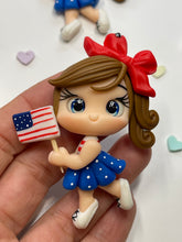 Load image into Gallery viewer, 4th of July Girls Clay Figurine, Flat Back Clay
