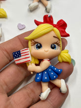 Load image into Gallery viewer, 4th of July Girls Clay Figurine, Flat Back Clay
