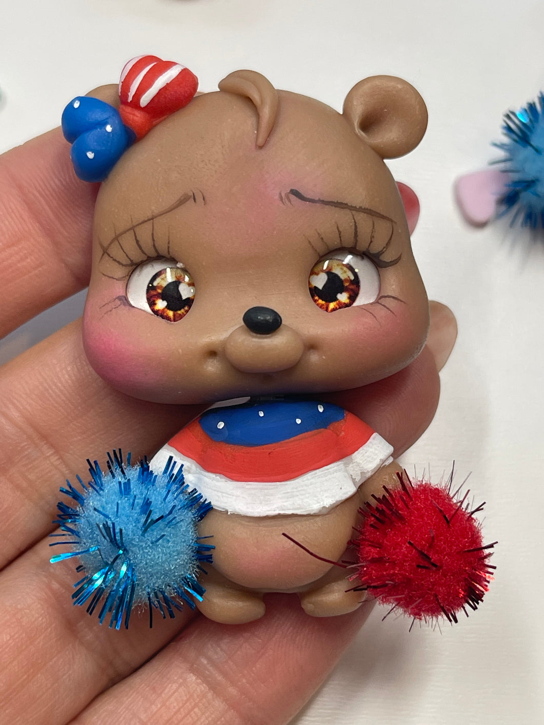 Independence Day Bear Clay Figurine