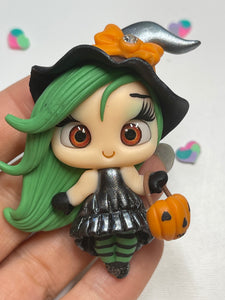 Alexis Witch Girl Clay Figurine- Halloween Handmade