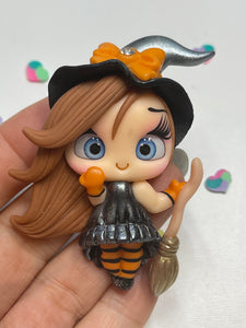 Alexis Witch Girl Clay Figurine- Halloween Handmade